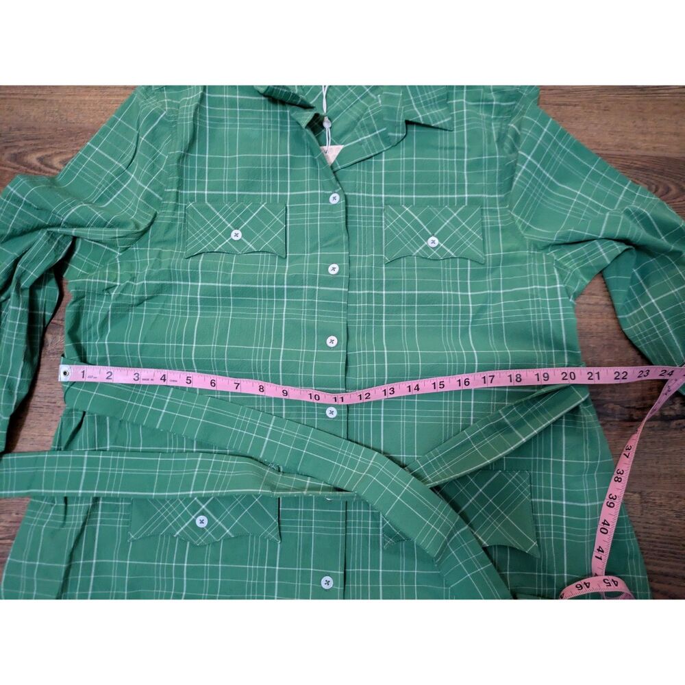 Pearl By Lela Rose Seersucker Plaid Top Women's Green Size Large - Picture 5 of 6